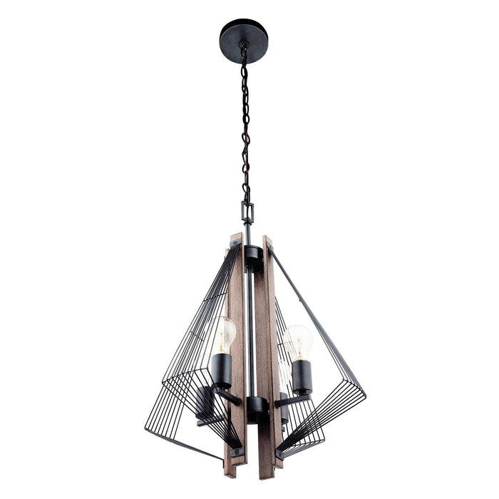 Zenith 4-Light Black & Wood Dimmable Island Pendant Light - Sweatfully