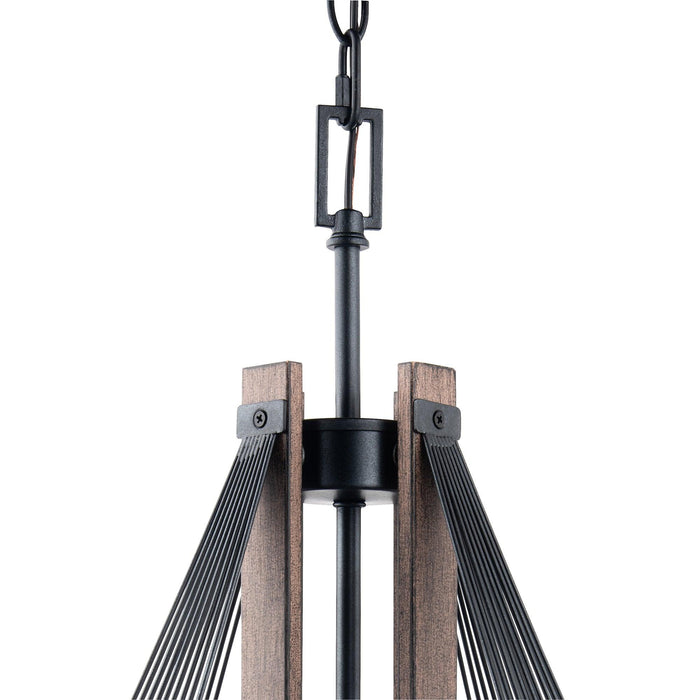 Zenith 4-Light Black & Wood Dimmable Island Pendant Light - Sweatfully