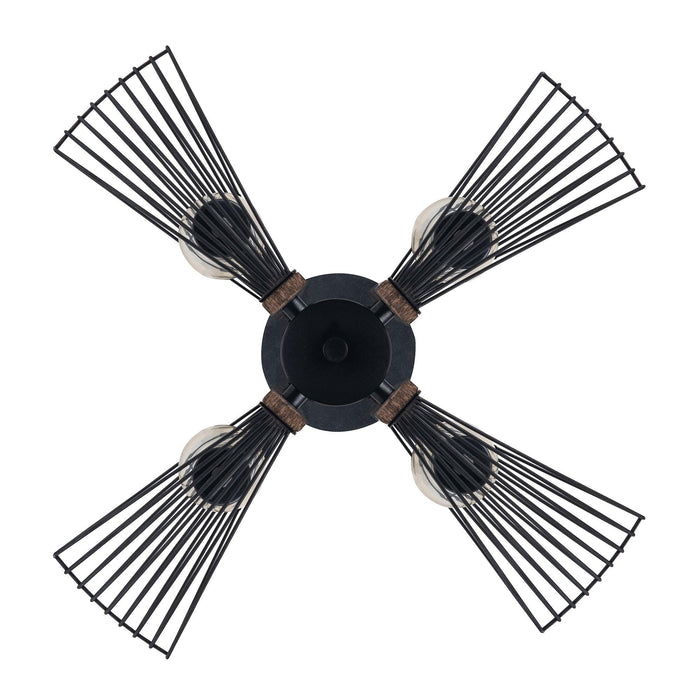 Zenith 4-Light Black & Wood Dimmable Island Pendant Light - Sweatfully