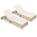 Outdoor Lounge Chair, Patio Chaise Lounge with 5-Position Backrest, Rattan Outdoor Lounge Chair with Cushion and Wheels for Poolside, Backyard, Garden - Sweatfully