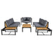 Patio Furniture Set with Loveseats, 4 Pieces Outdoor Sofa Set with Waterproof Cushions, Durable Iron-Wood Design for Garden, Backyard, Poolside - Sweatfully