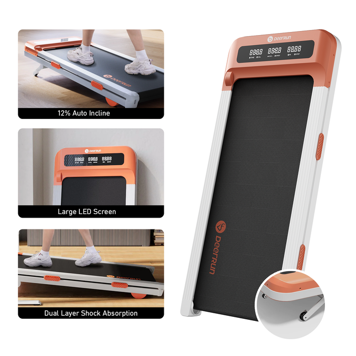 DeerRun Z10 12% Auto Incline Smart Walking Pad Treadmill with remote control-Orange - Sweatfully