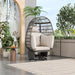 Outdoor Swivel Chair with Cushions, Rattan Egg Patio Chair with Rocking Function for Balcony, Poolside and Garden - Sweatfully