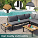 Patio Furniture Set with Loveseats, 4 Pieces Outdoor Sofa Set with Waterproof Cushions, Durable Iron-Wood Design for Garden, Backyard, Poolside - Sweatfully