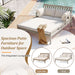 Outdoor Daybed, Patio Daybed with Four Pillows, Wooden Outdoor Bed with Curved Armrests for Poolside, Backyard, Garden - Sweatfully