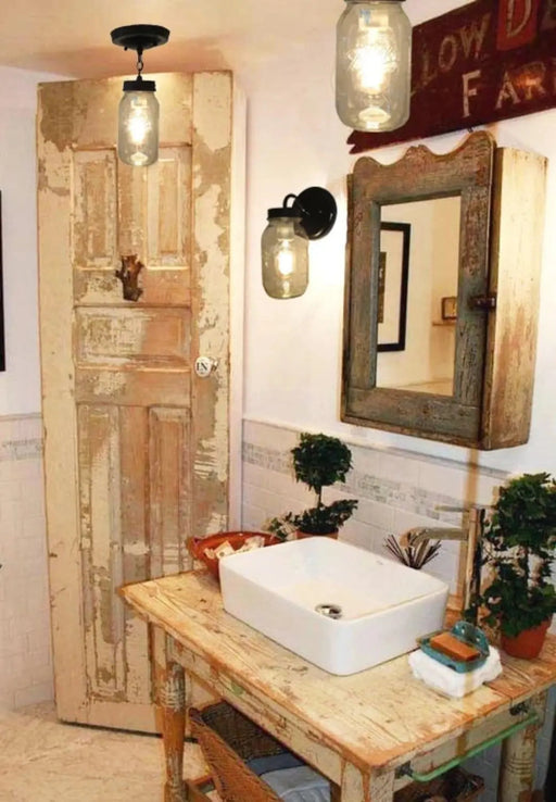 Mason Jar Ceiling LIGHT With Chain & NEW Quart - Sweatfully