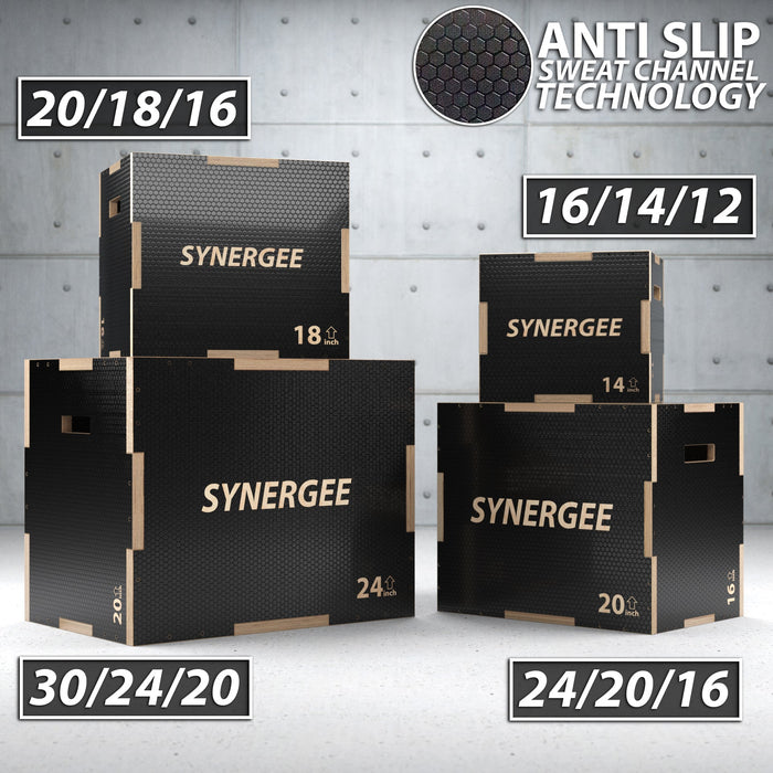 Synergee Non-Slip 3-in-1 Wood Plyo Boxes - Sweatfully