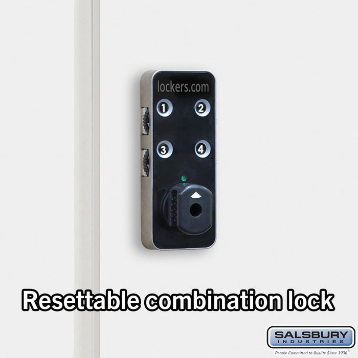 Salsbury 15" Wide Premier Wood Locker - Single Tier - 1 Wide - 6 Feet High - 24" Deep - Arctic White - Resettable Combination Locks - Sweatfully
