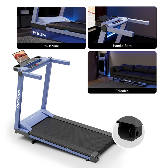 DeerRun A1 Pro Move+  6% Incline Foldable Treadmill——2025 Upgraded Chip & NFC Support | 350Lbs, 10mph - Sweatfully