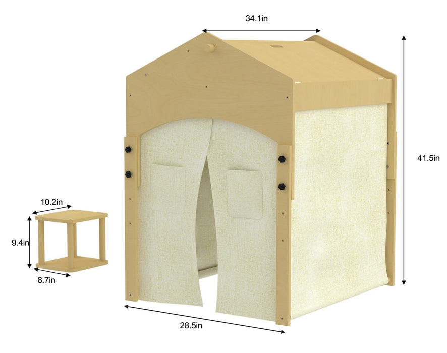 Ash Adjustable Wooden Learning Tent with Kids Desk & Chair – 2-in-1 Play & Study Station - Sweatfully