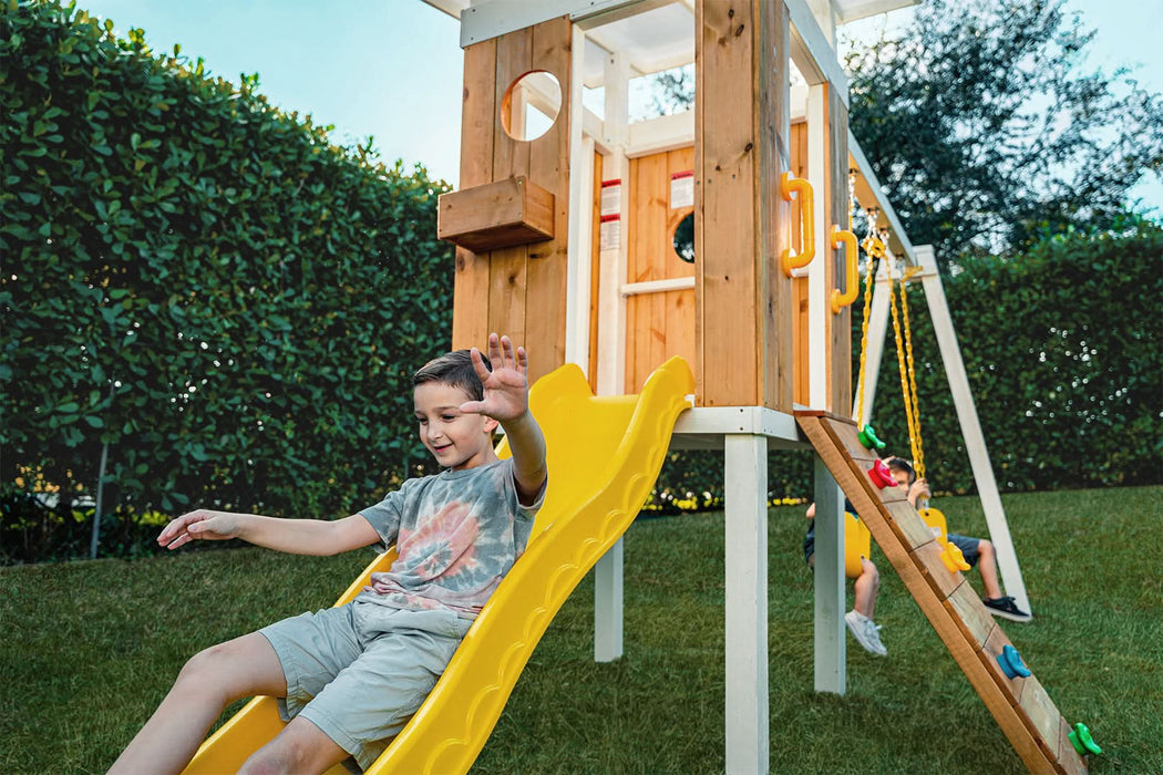 Forest - Modern Backyard Outdoor Swing Set 2 Swings And Trapeze Bar - Sweatfully