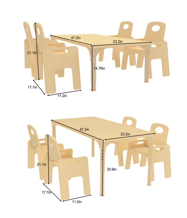 Avenlur Adrian Multi-Height Adjustable Wooden Table and Chairs Set - Montessori Inspired for Toddlers & Kids - Sweatfully