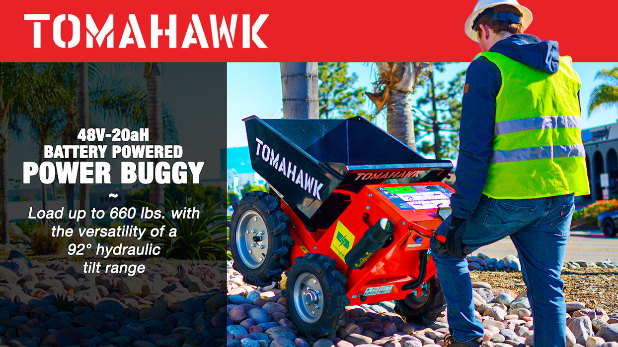 30" Concrete Power Buggy Electric Battery Mini Dumper 660-lb. Bucket Capacity - Sweatfully