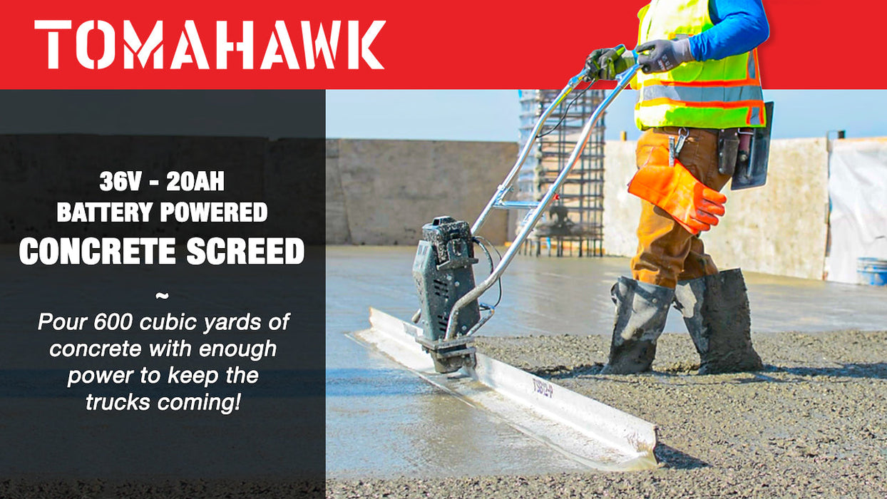 Battery Powered Vibrating Concrete Power Screed 36V/5Ah Float Finishing Tool (Choose 4ft, 6ft, 8ft, 10ft, 12ft, 14ft) - Sweatfully