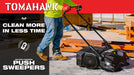 30" Battery Powered Push Sweeper with Triple Power Brooms Electric Drive and Dust Suppression - Sweatfully