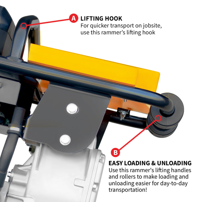 2.4 HP Battery Powered Vibratory Rammer Tamper Compactor with Honda GXE2.0S Motor - Sweatfully