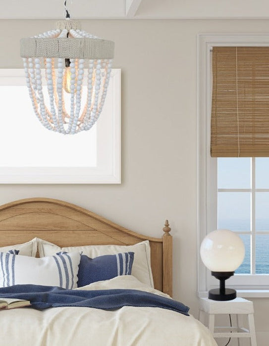 Very Large Farmhouse Beaded Chandelier Pendant Light - Sweatfully