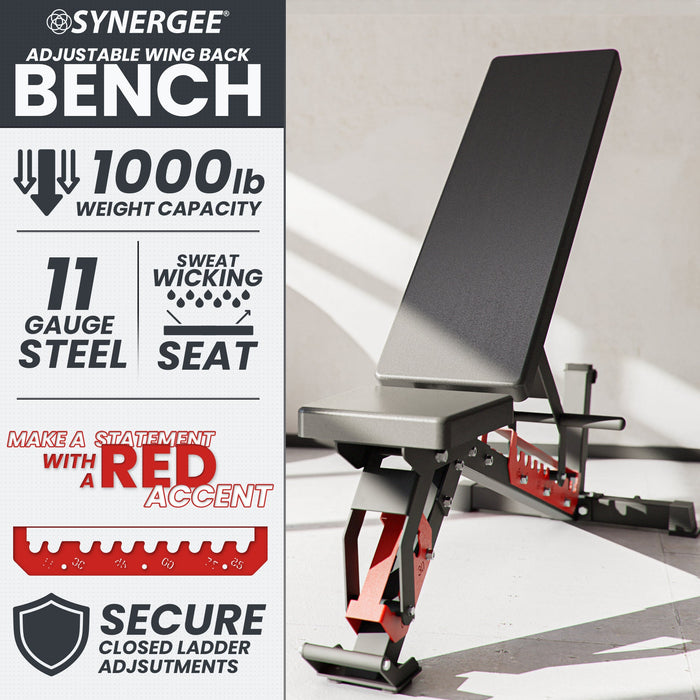 Synergee Adjustable Wing Back Bench - Sweatfully