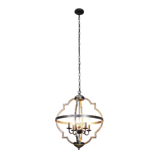 Bennington 4-Light Brown Wood Chandelier - Sweatfully
