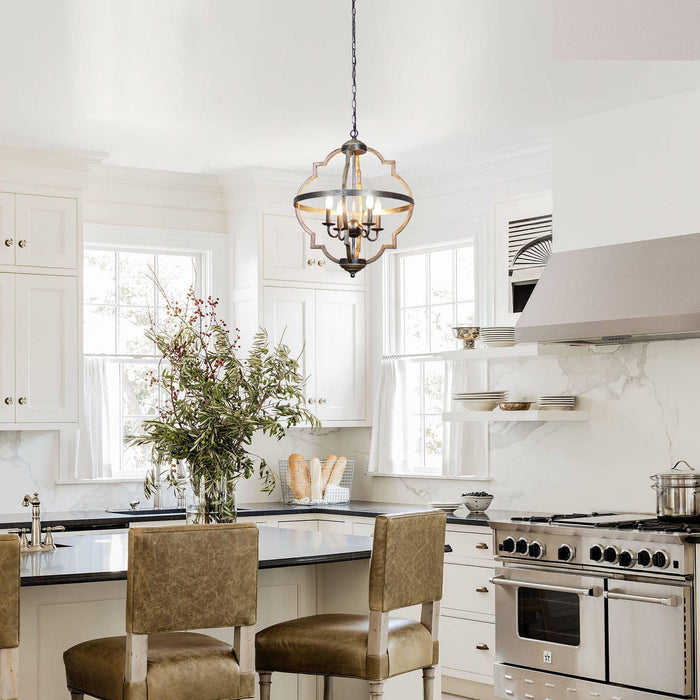 Bennington 4-Light Brown Wood Chandelier - Sweatfully