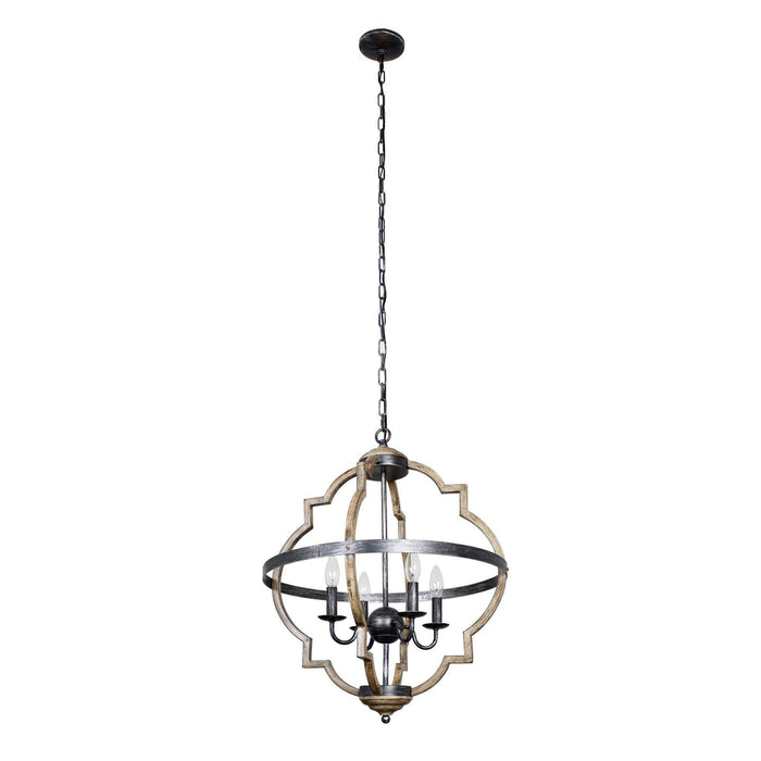Bennington 4-Light Brown Wood Chandelier - Sweatfully