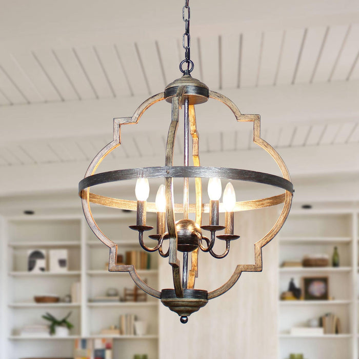 Bennington 4-Light Brown Wood Chandelier - Sweatfully