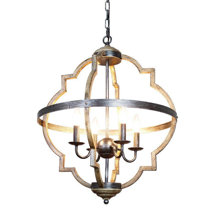 Bennington 4-Light Brown Wood Chandelier - Sweatfully