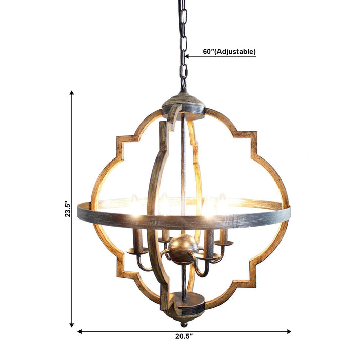 Bennington 4-Light Brown Wood Chandelier - Sweatfully