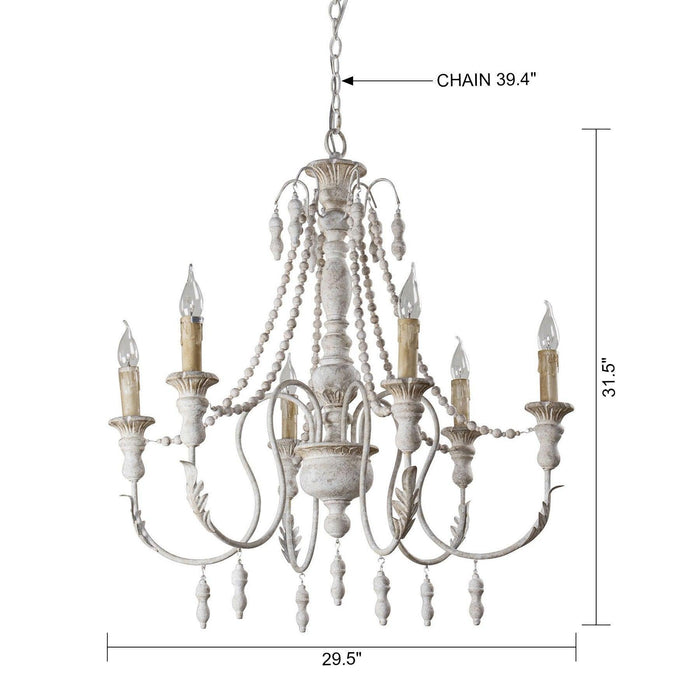 Billiter 6-Light Wood White Chandelier - Sweatfully