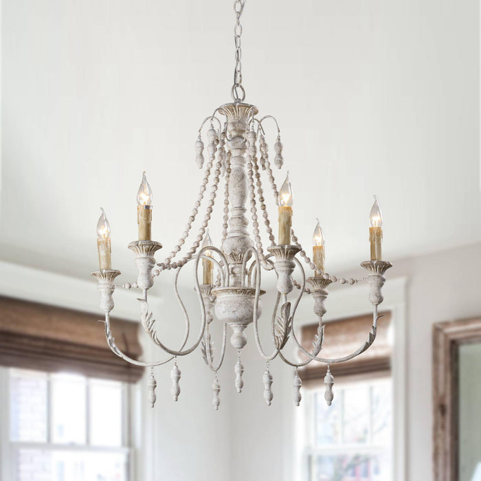 Billiter 6-Light Wood White Chandelier - Sweatfully