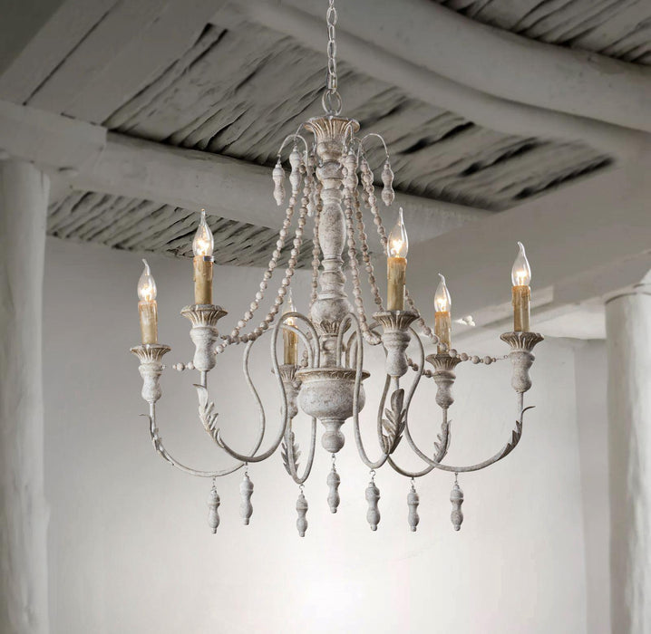 Billiter 6-Light Wood White Chandelier - Sweatfully
