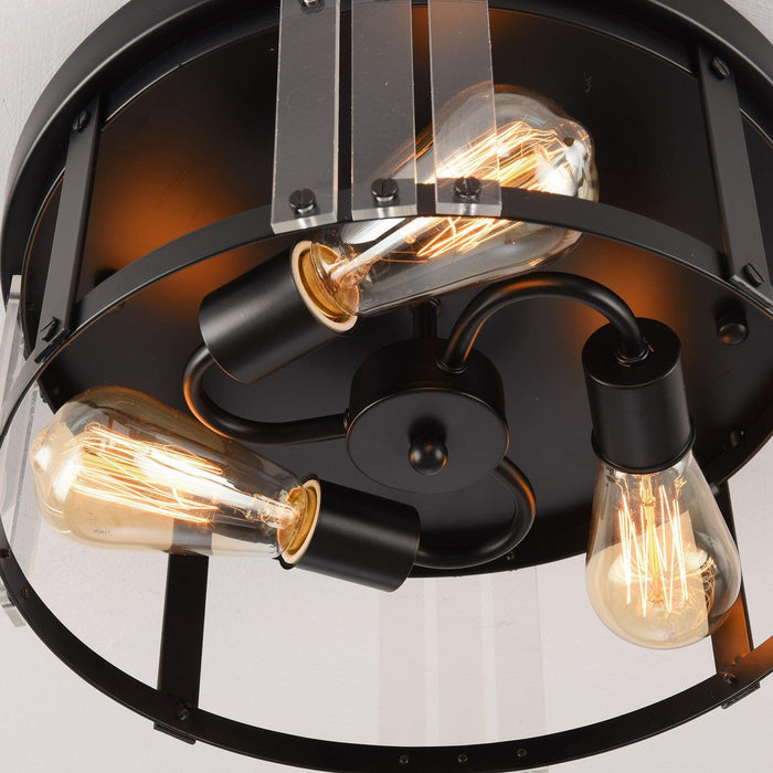 Black 3-Light Farmhouse Flush Mount Ceiling Light - Sweatfully