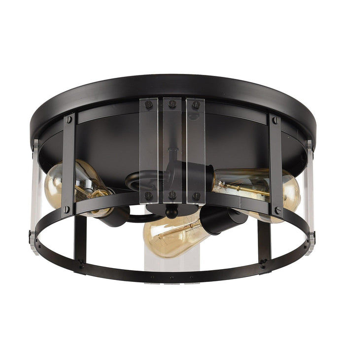 Black 3-Light Farmhouse Flush Mount Ceiling Light - Sweatfully