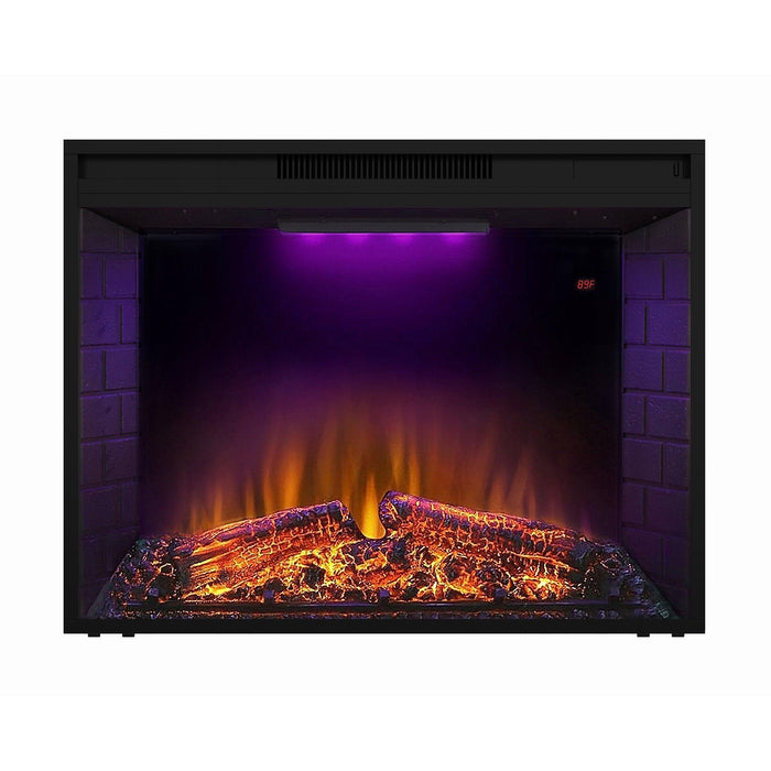 Black Electric Fireplace Heater Insert with Overheating Protection and Remote Control - Sweatfully