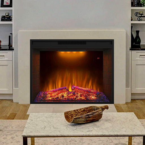 Black Electric Fireplace Heater Insert with Overheating Protection and Remote Control - Sweatfully