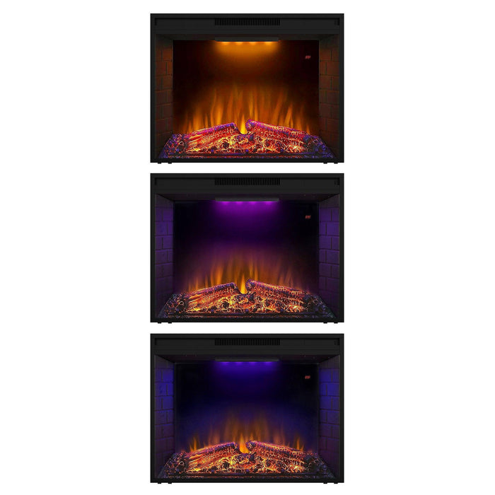 Black Electric Fireplace Heater Insert with Overheating Protection and Remote Control - Sweatfully