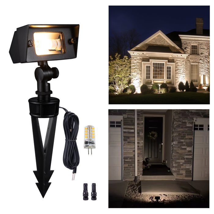 Gardenreet 12V Solid Brass Landscape Flood Light & Wall Wash Light, Low Voltage Wired Outdoor LED Flood Fixture for Wall,Tree and Buliding - Bronze/Black(2303) - Sweatfully