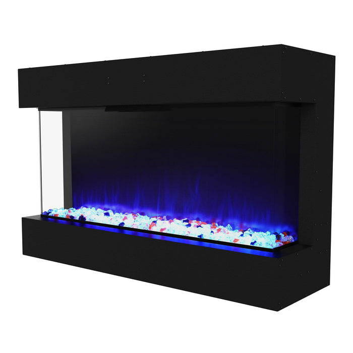Black Recessed or Wall-Mount Electric 3-Color Flame with LED Light Fireplace - Sweatfully