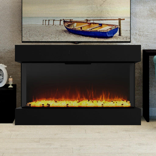 Black Recessed or Wall-Mount Electric 3-Color Flame with LED Light Fireplace - Sweatfully