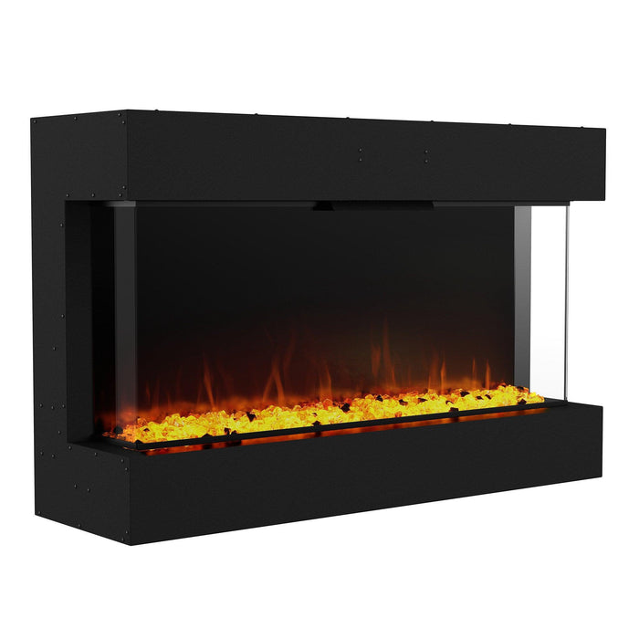 Black Recessed or Wall-Mount Electric 3-Color Flame with LED Light Fireplace - Sweatfully