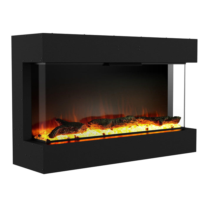 Black Recessed or Wall-Mount Electric 3-Color Flame with LED Light Fireplace - Sweatfully