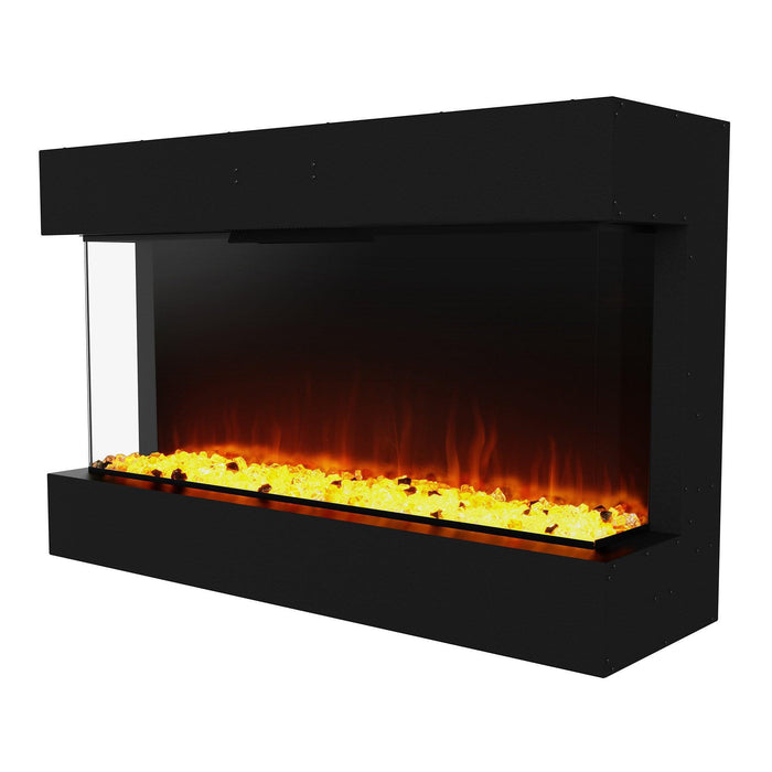 Black Recessed or Wall-Mount Electric 3-Color Flame with LED Light Fireplace - Sweatfully