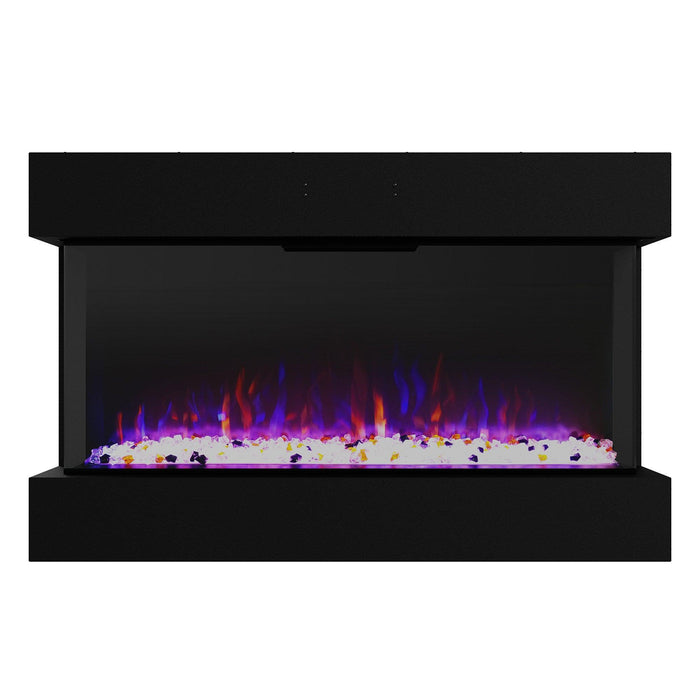 Black Recessed or Wall-Mount Electric 3-Color Flame with LED Light Fireplace - Sweatfully