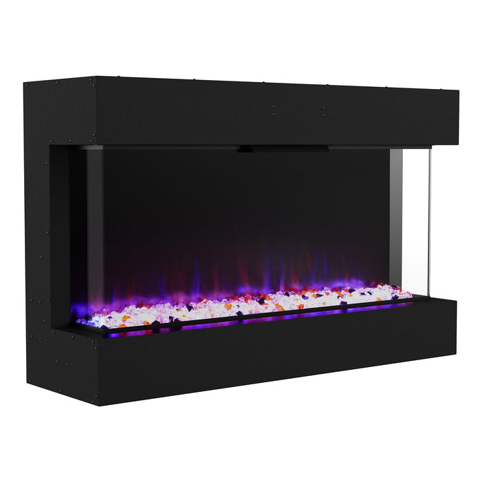 Black Recessed or Wall-Mount Electric 3-Color Flame with LED Light Fireplace - Sweatfully