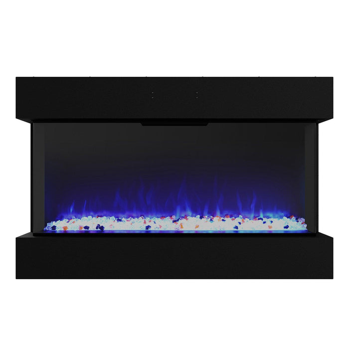 Black Recessed or Wall-Mount Electric 3-Color Flame with LED Light Fireplace - Sweatfully