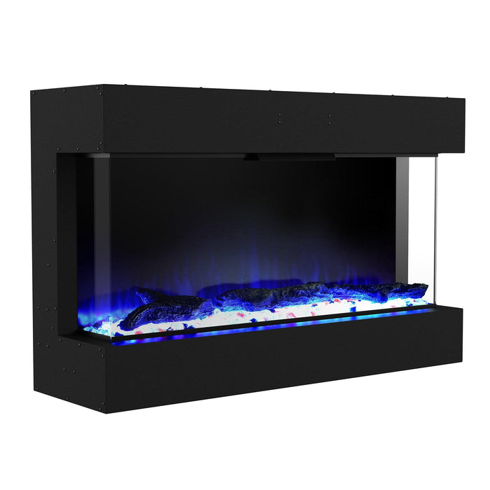 Black Recessed or Wall-Mount Electric 3-Color Flame with LED Light Fireplace - Sweatfully