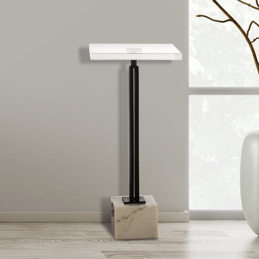 Black Square Side Table with Marble Base - Sweatfully
