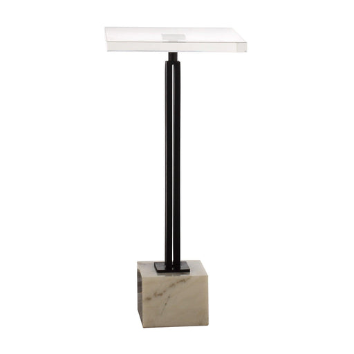 Black Square Side Table with Marble Base - Sweatfully