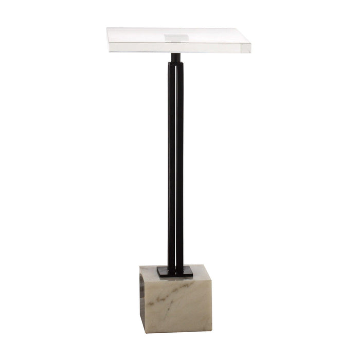 Black Square Side Table with Marble Base - Sweatfully