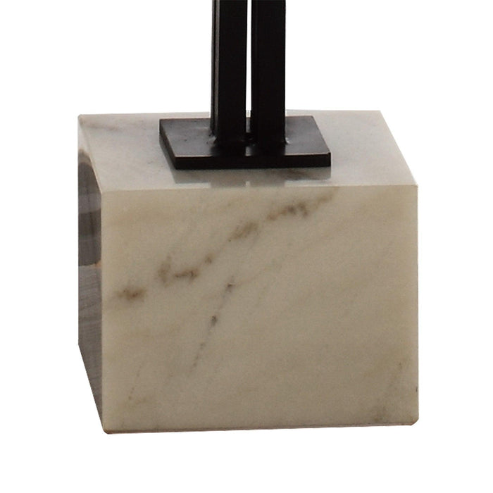 Black Square Side Table with Marble Base - Sweatfully